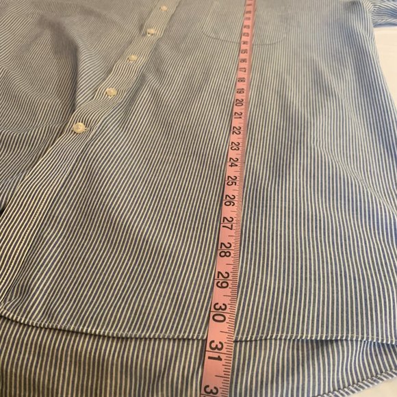 Stafford Mens Button Down Dress Shirt Long Sleeve Blue/White Stripped Si… - Picture 8 of 9